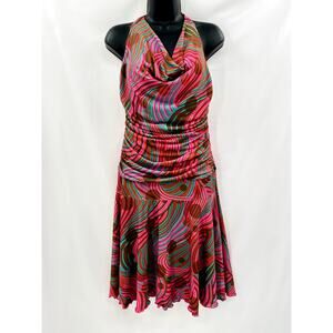 Ruby Y2K Pink Rucked Handkerchief Midi Halter Dress